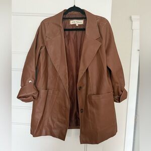Faux leather blazer